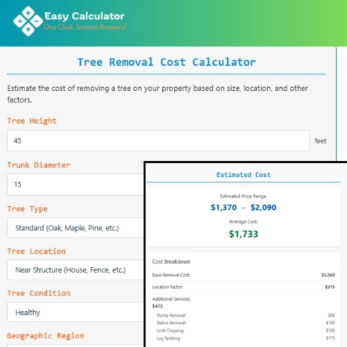 Tree Removal Cost Calculator