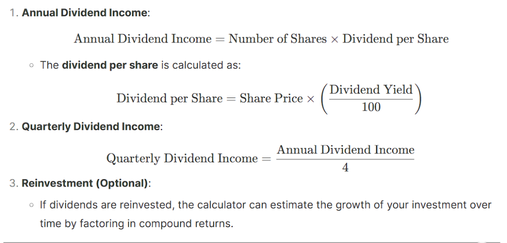 SCHD Dividend Calculator formula 